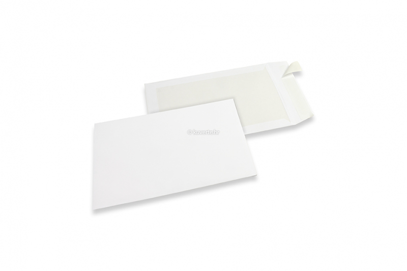 Kuverte s ojačanom stražnjom stranom - 220 x 312 mm, 120 gr bijeli kraft prednji dio, 450 gr bijeli duplex straga, traka