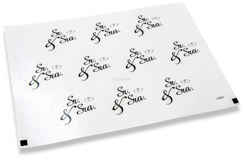 Vjenčane naljepnice za kuverte - Sr. & Sra., crnim