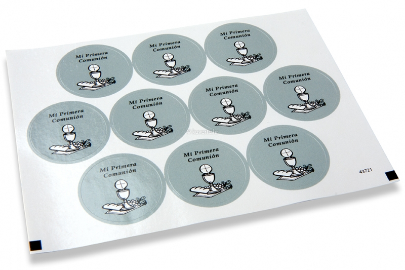 Naljepnice za kuverte povodom prve pričesti - mi primera comunión, sive