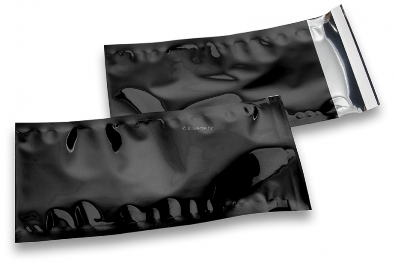 Metalik folijske kuverte u crnoj boji - 114 x 229 mm
