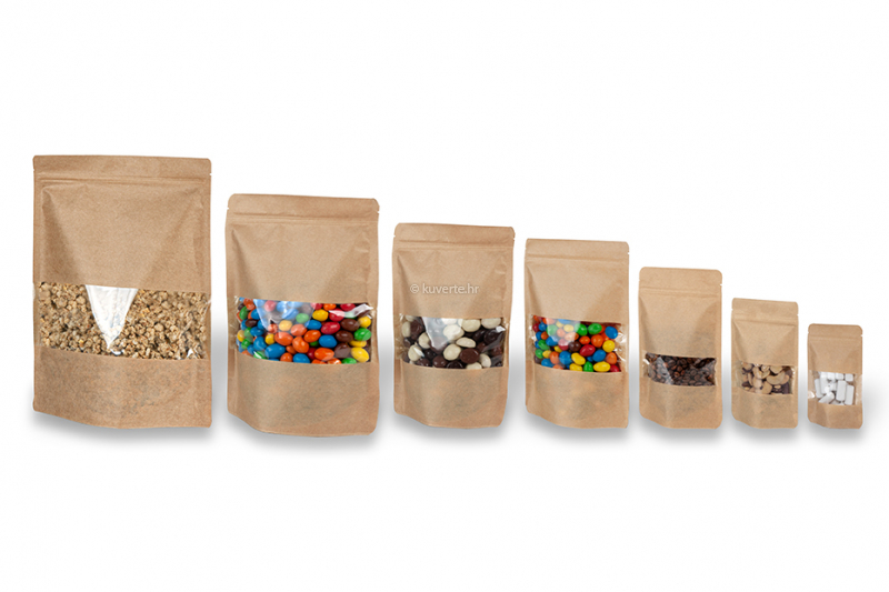 Samostojeće vrećice s prozorom - smeđa