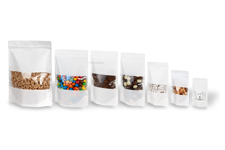 Samostojeće vrećice s prozorom - bijela