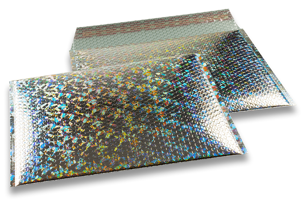 Metalik kuverte sa zračnim jastučićima-reciklirane - srebrna, hologram 235 x 325 mm