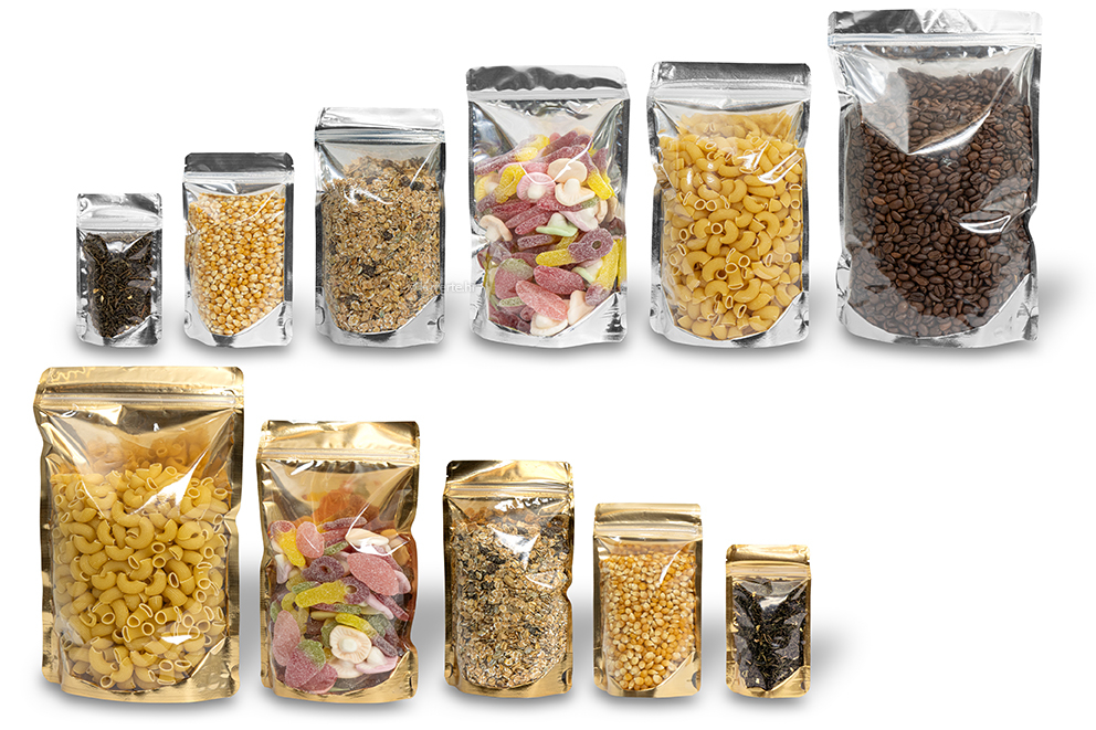 Samostojeće metalizirane prozirne vrećice - zlatna metalik i srebrna metalik