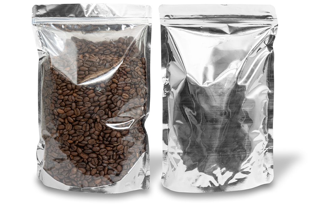 Samostojeće metalizirane prozirne vrećice - srebrna metalik, 200 x 300 x 100 mm - 1800 ml