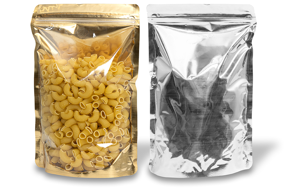 Samostojeće metalizirane prozirne vrećice - zlatna metalik, 200 x 300 x 100 mm - 1800 ml